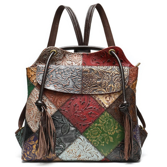 Sac à Dos Femme Sac à Main Cuir Véritable - Patchwork