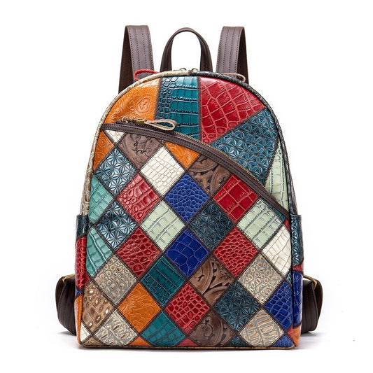 Sac à Dos Femme Patchwork - Cuir Véritable - LDB-00467