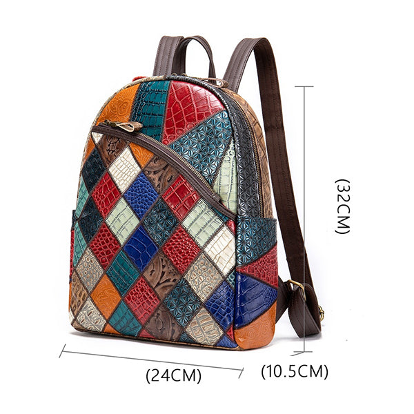 Sac à Dos Femme Patchwork - Cuir Véritable - LDB-00467