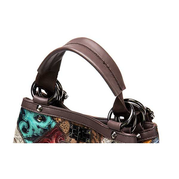 Sac à Dos Femme Convertible - Patchwork Unique - Cuir Véritable - LDB-00469