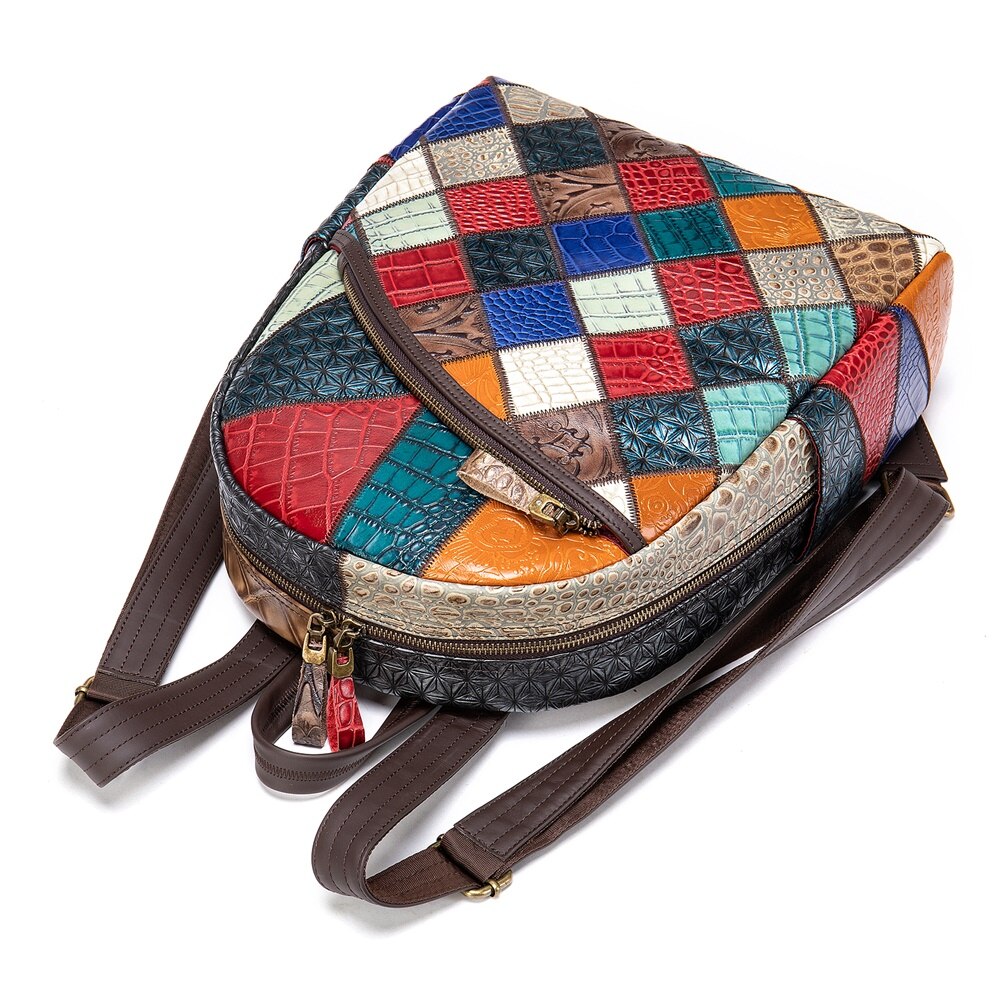 Sac à Dos Femme Patchwork - Cuir Véritable - LDB-00467