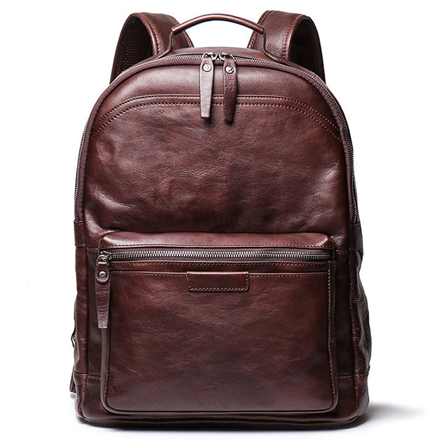 Sac à Dos en Cuir Marron / Noir - Classique - Homme - LNO-00386