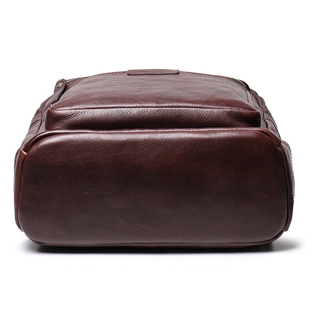 Sac à Dos en Cuir Marron / Noir - Classique - Homme - LNO-00386